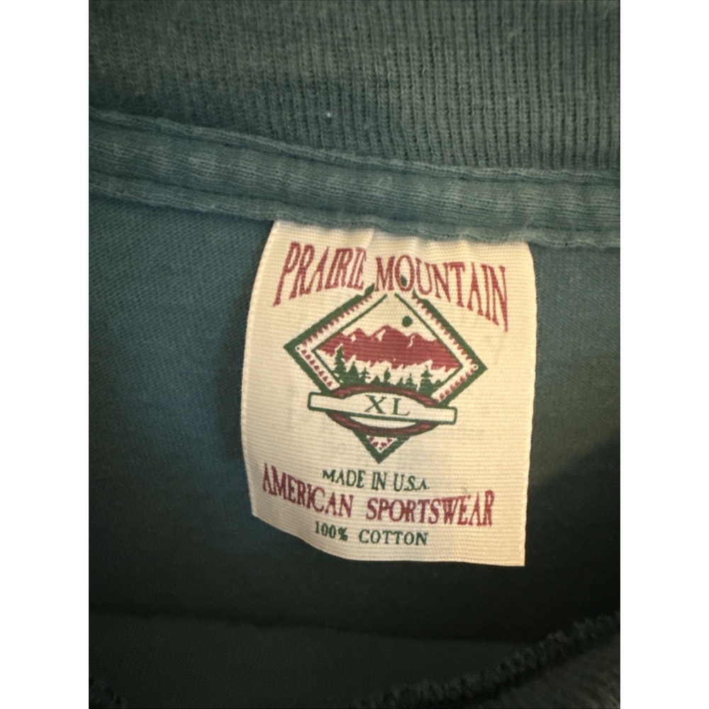 Prairie Mountain Mens Green T-Shirt Wolf Branson Size XL USA Tree Print S Stitch - Picture 5 of 7